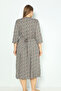 Women's Plus Size Cotton Modal Fabric Zip-Up Patterned Summer Dress 7745-B - 6