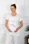 Women's Short Sleeve Maternity Pajamas Set Ecru 45210 - 4
