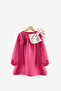 Fuchsia Shoulder Bow Detailed Girl's Dress - Leah - 4
