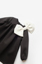 Black Shoulder Girl's Dress with Bow Detail - Leah - 6