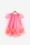 Fuchsia Short Sleeve Skirt Pompom Girl's Dress - Lavonne - 5