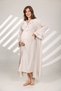 Women's Beige Melange Lace Designed Cotton Maternity Nightgown-Morning Gowns Set of 2 - 7