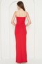 Women's Jewelled Strap Scuba Fabric Maxi Length Red Dress with Chest Cutout and Slit Detail582513 - 4