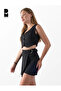 Women's Black Striped Crop Vest - 5