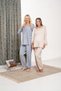 Women's Beige Braided Special Design Maternity Pregnant Dressing Gown 3-Piece Pajama Set - 4