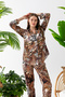 Luxury Boxed Leopard Satin Pajamas Set – Lace Sleeves, Long Sleeves, Silk Texture, Dowry Gift - 5