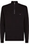 Men's Brand Logo Cotton Blend Half Zip Stylish Black Sweater Mw0Mw3