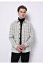 Regular Fit Shirt Neck Plaid Men's Ecru Long Sleeve Shirt