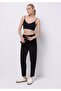 Regular Fit Mid Waist Straight Women's Black Sweatpants - 3