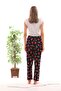 Women's Black Color Strawberry Printed Ribbon Pajama Bottoms - 2