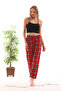Women's Plaid Printed Soft Textured Red Relaxed Pajama Bottoms