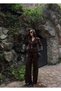 Women's Black Belted Blazer Jacket and Pants Set - 5