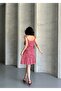 Women's Thin Strap Skirt with Gathered Volant Cotton Dress - 7
