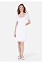 White Embroidered Puffy Sleeves Regular Cut Women's Dress - 3