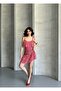 Women's Thin Strap Skirt with Gathered Volant Cotton Dress - 4