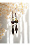 Tiger Eye & Jasper Natural Stone 2-Piece Earring Set with Dangle - Ornate - 5 cm - Baklava Apparatus - 2