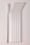 Straw 6-Piece Transparent Glass Curved Heat Resistant (Borosilicate) Straw and 1 Straw Cleaning Brush