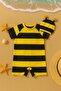 Children's Unisex Jumpsuit Swimsuit Bee Costume Patterned Back Zipper with Bonnet Gift Flexible and Comfortable 1-5 Years Old