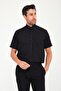 Classic Short Sleeve Linen Linen Collar Button Gift Boxed Men's Shirt Fs-001202 - Black - 6
