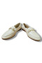 Cream Genuine Skin Leather Gold Buckle Women's Loafer - 7