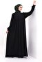 Roba Detailed Balloon Sleeves Flowing Ponch Ferace Black - 6