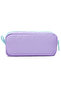 01108 Purple Color Green Zippered Waterproof Bondit Fabric Plush Printed Double Eyed Pen Holder - 8