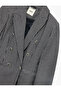 Slim Fit Pocketed Long Sleeve Double Breasted Blazer Jacket - 5