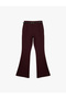 Slim Fit Pocketed Belt Detailed Spanish Leg Fabric Trousers - 3