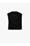Comfortable Fit Accessory Detailed Crew Neck Sleeveless Blouse - 3