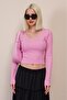 Pink V Neck Long Sleeve Camisole Body Mg2192 - 2