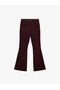 Slim Fit Pocketed Belt Detailed Spanish Leg Fabric Trousers - 4