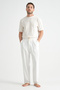 Luxe Men's Baggy Linen Blend Casual Trousers with Wide Legs New Season - 3