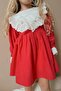 Red Scallop Collar Linen Girls' Dress - Trinetta - 4