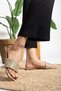 Orthopedic Sole Tape Glitter Detailed Flat Heel Women's Evening Dress Slippers - 2