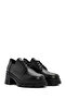 Black Leather Masculine Thick Heeled Shoes - Lace-Up, 24Wfd 413618 - 3