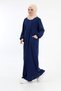 Hijab Dress Navy Blue Bihter Cross Double Breasted V-Neck Double Pocket Aerobin - 4