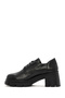 Black Leather Masculine Thick Heeled Shoes - Lace-Up, 24Wfd 413618 - 4