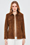 Margo Women's Brown Shirt Collar Suede Leather Jacket 24Sge517310 - 2