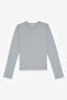 Women's Round Neck Long Sleeve Basic Cotton Blouse Gray - 3