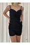 Women's Black Strappy Double Breasted Collar Shorts Jumpsuit (BLACK) - 3