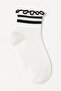Frilly Ankle Socks |   Black - White Stripe Detailed Women's Socks - 2