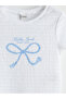 Crew Neck Bow Printed Girl's Crop T-Shirts5Be46Z4 - 5