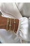 Jewelry Model Medium Cylinder Stone Thick Albanian Chain Bracelet - 2