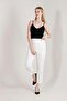 1005 White Carrot Leg High Waist Lycra Woven Women's Trousers - 5