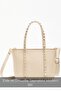 Cream Women's Staple Detailed Pu Leather Buckle Hand and Shoulder Bag - 3