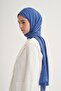 Jacquard Silk Shawl with Indigo Text Pattern - 2