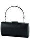 Black Satin Crystal Stone Metal Handle Evening Dress Clutch Bag - 2