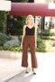 4002 Brown Palazzo Elastic High Waist Pocket Woven Women's Trousers - 4