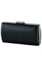 Black Satin Crystal Stone Metal Handle Evening Dress Clutch Bag - 4