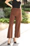 1002 Brown Palazzo High Waist Lycra Woven Women's Trousers - 8